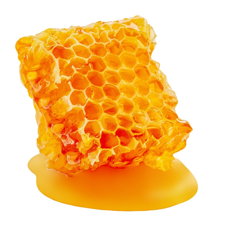 Honeycomb with flowing liquid honey